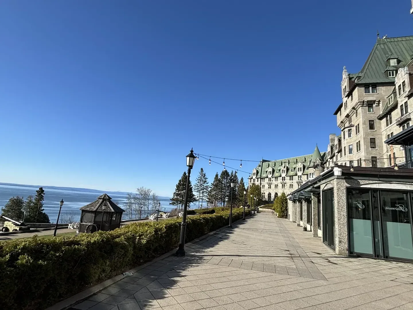 Historic waterfront elevation of Fairmont Le Manoir Richelieu in La Malbaie